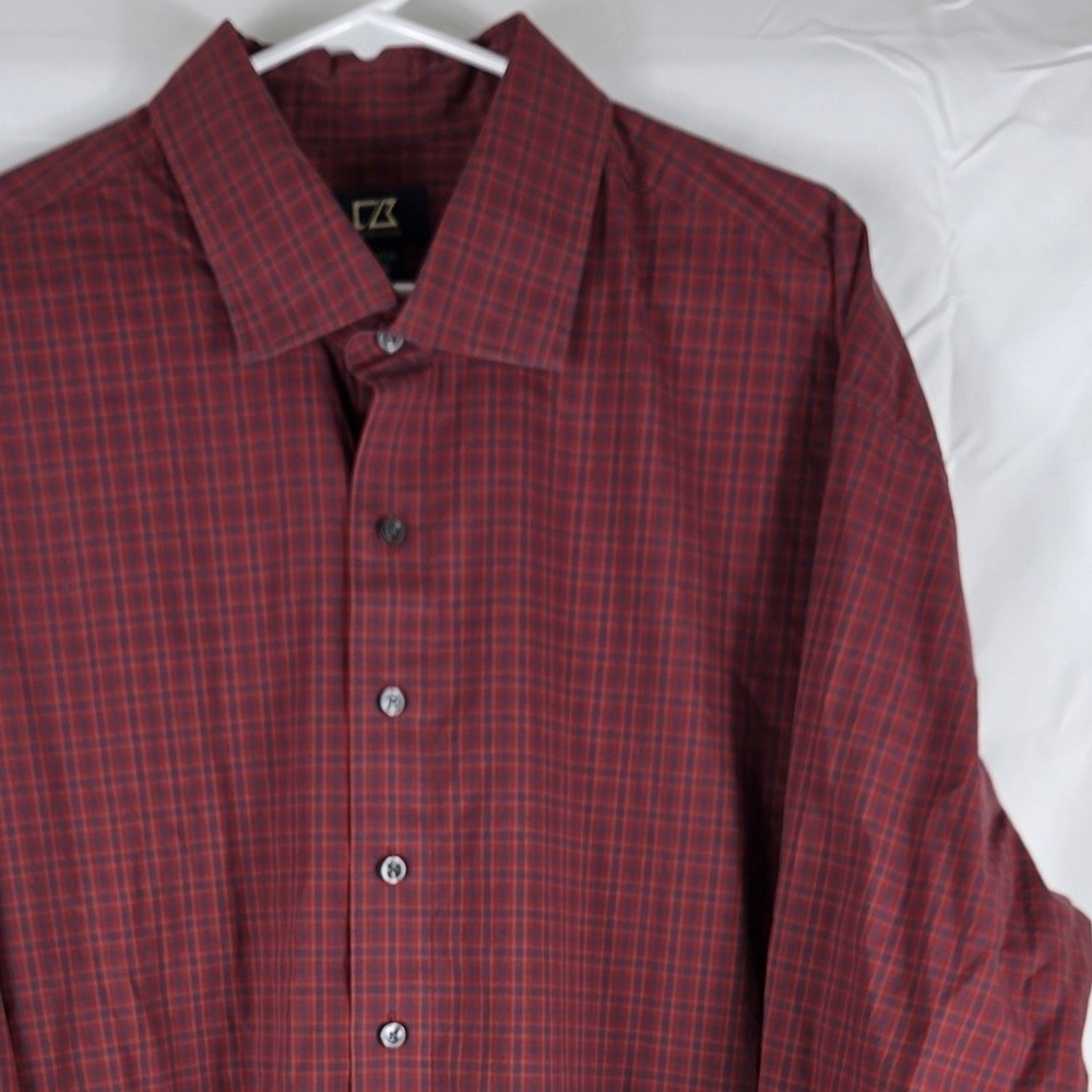 Cutter & Buck Mens 3XT Red Plaid‎ Check Button Down Shirt Long Sleeve